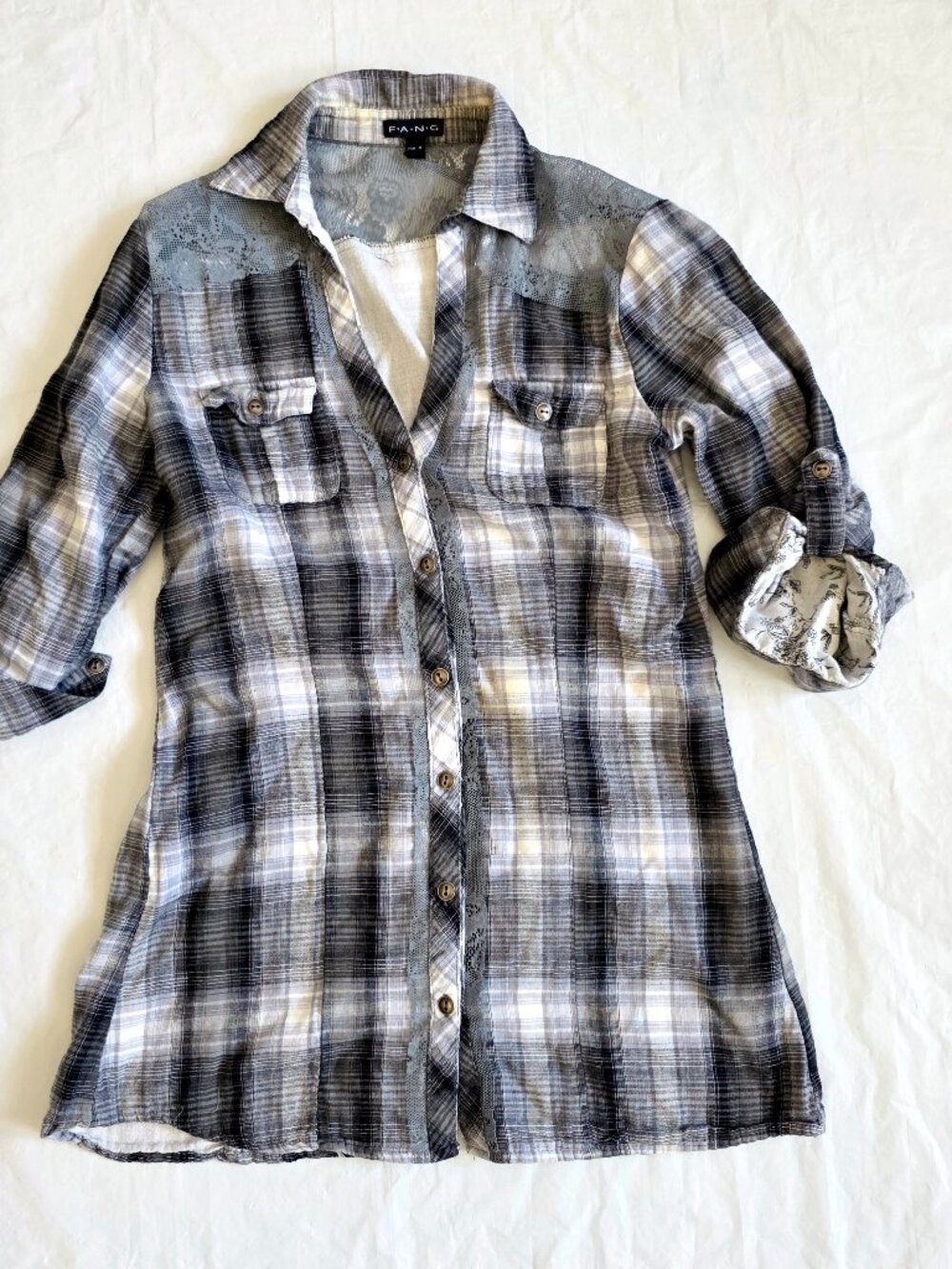 Women's Gray Flannel with Mesh Top Accent & Cinched Back, Med